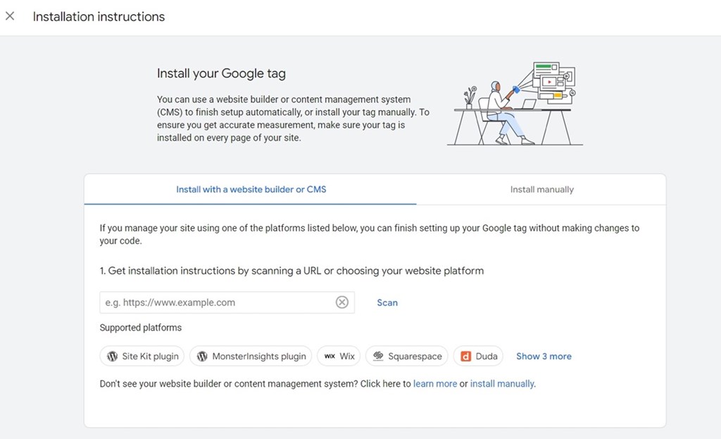 Screenshot of Google Analytics 4 'Installation Instructions